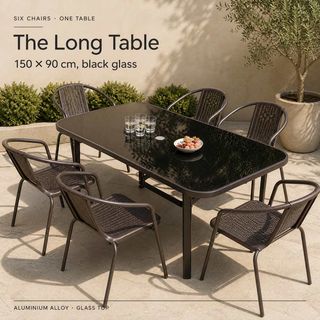 Outdoor Aluminium-Framed Glass-Top Table with Fully Aluminium Chair Set &mdash; photo 2