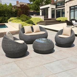 4-Piece PE Rattan Patio Furniture Set with Round Coffee Table &mdash; photo 2