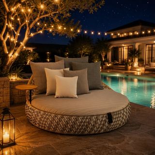 Round Outdoor Daybed with Attached Side Table &mdash; photo 2