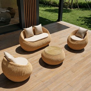 4-Piece PE Rattan Patio Furniture Set with Round Coffee Table &mdash; photo 3